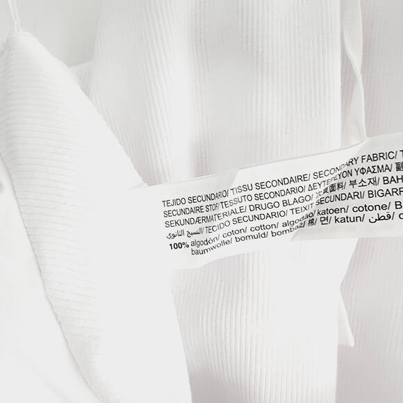 Zara White Ribbed Halter Bodysuit Top with Large Ruffles 100% Cotton Size Medium - Picture 6 of 9